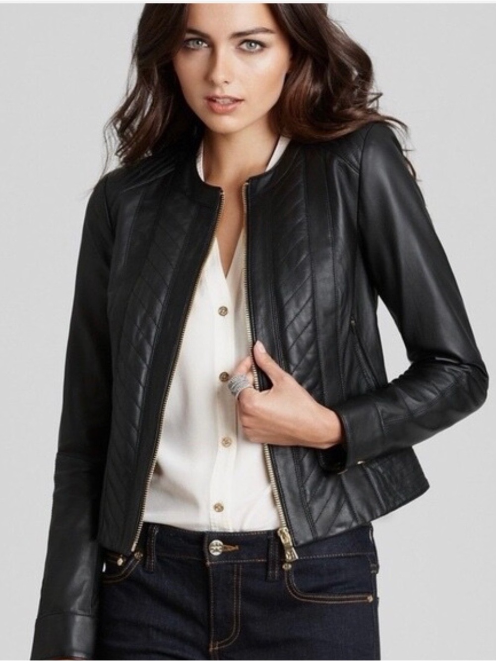Tory Burch Daphne Leather Jacket Size 8 Green